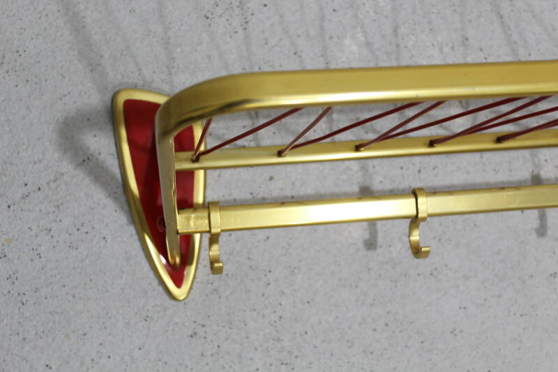 Vintage kapstok, garderobe - jaren '50/'60 goud, rood