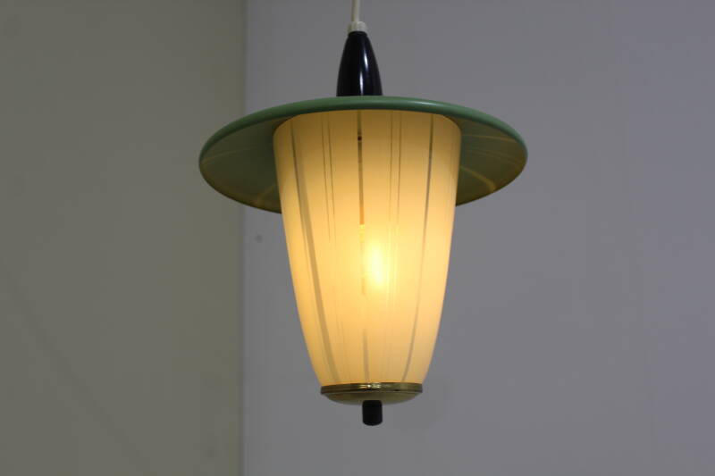 Vintage lamp, hanglamp - groen, jaren '50 | 01000