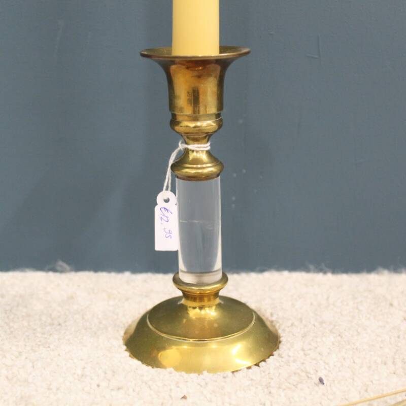 Vintage kandelaar - messing en glas