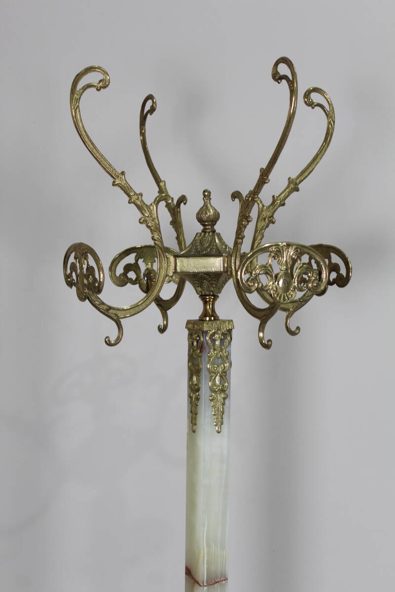 Vintage standing coat rack, wardrobe - brass, onyx | 01347