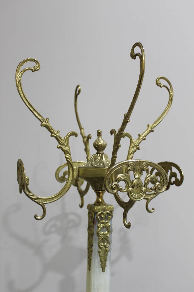 Vintage standing coat rack, wardrobe - brass, onyx | 01347