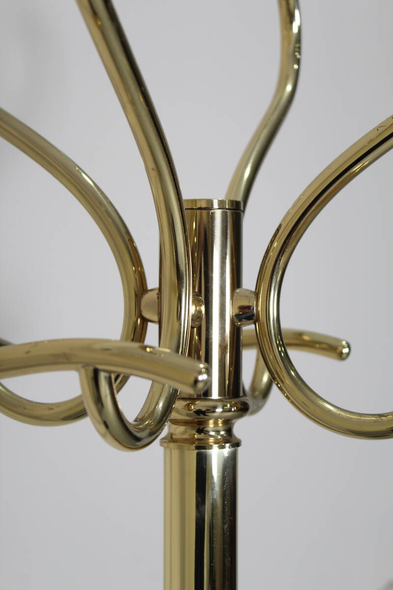 Vintage standing coat rack, wardrobe - brass, marble | 01392
