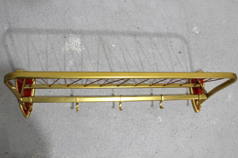 Vintage kapstok, garderobe - jaren '50/'60 goud, rood