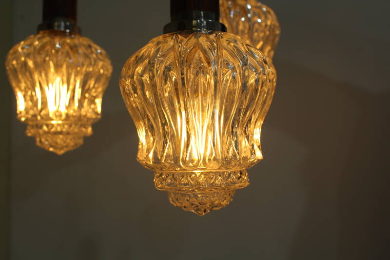 Vintage cascade lamp - transparant, hout, jaren '70 | 00942