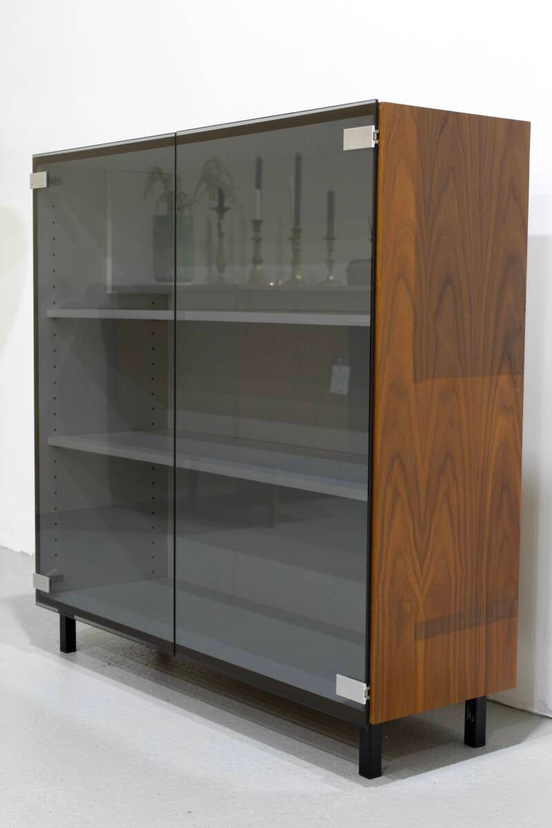 Vintage display cabinet - smoked glass, wood, 70s | 01248