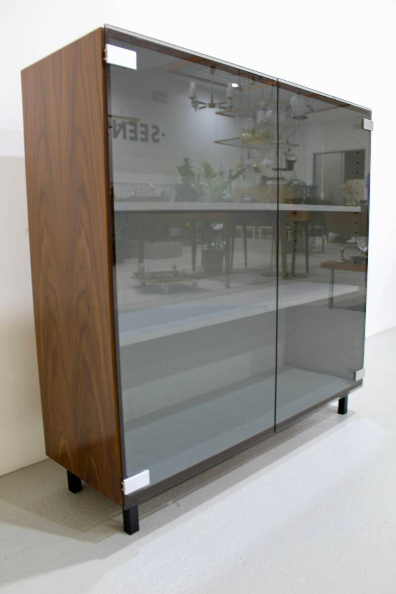 Vintage display cabinet - smoked glass, wood, 70s | 01248