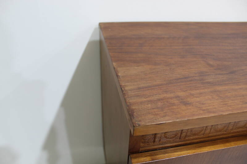 Vintage sideboard, sideboard - wood, chrome, 70s | 00984