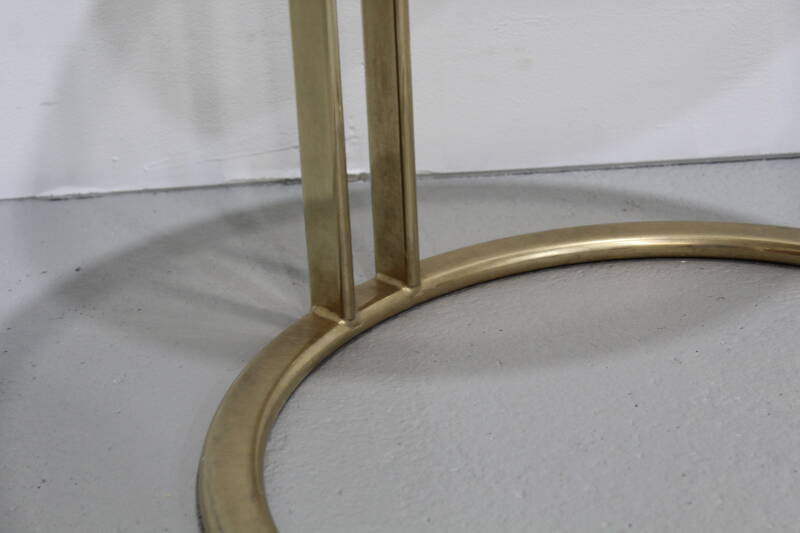 Vintage round side table - smoked glass, brass 70s | 01156