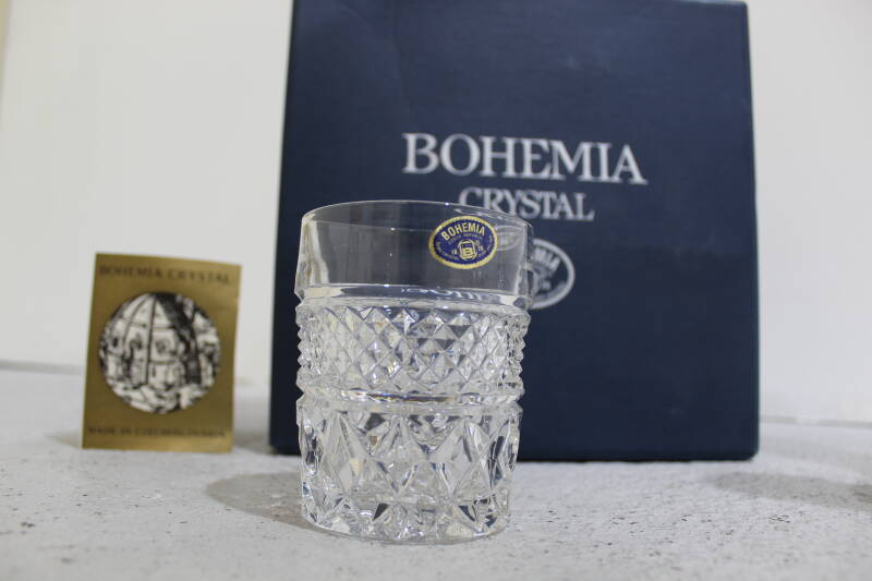 Vintage drankset kristallen karaf en whiskeyglazen - Bohemia Crystal | 01094