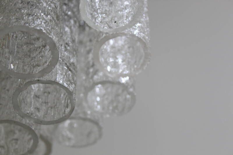 Vintage DORIA Pendelleuchte Kronleuchter - Eisglas 60er | 01244