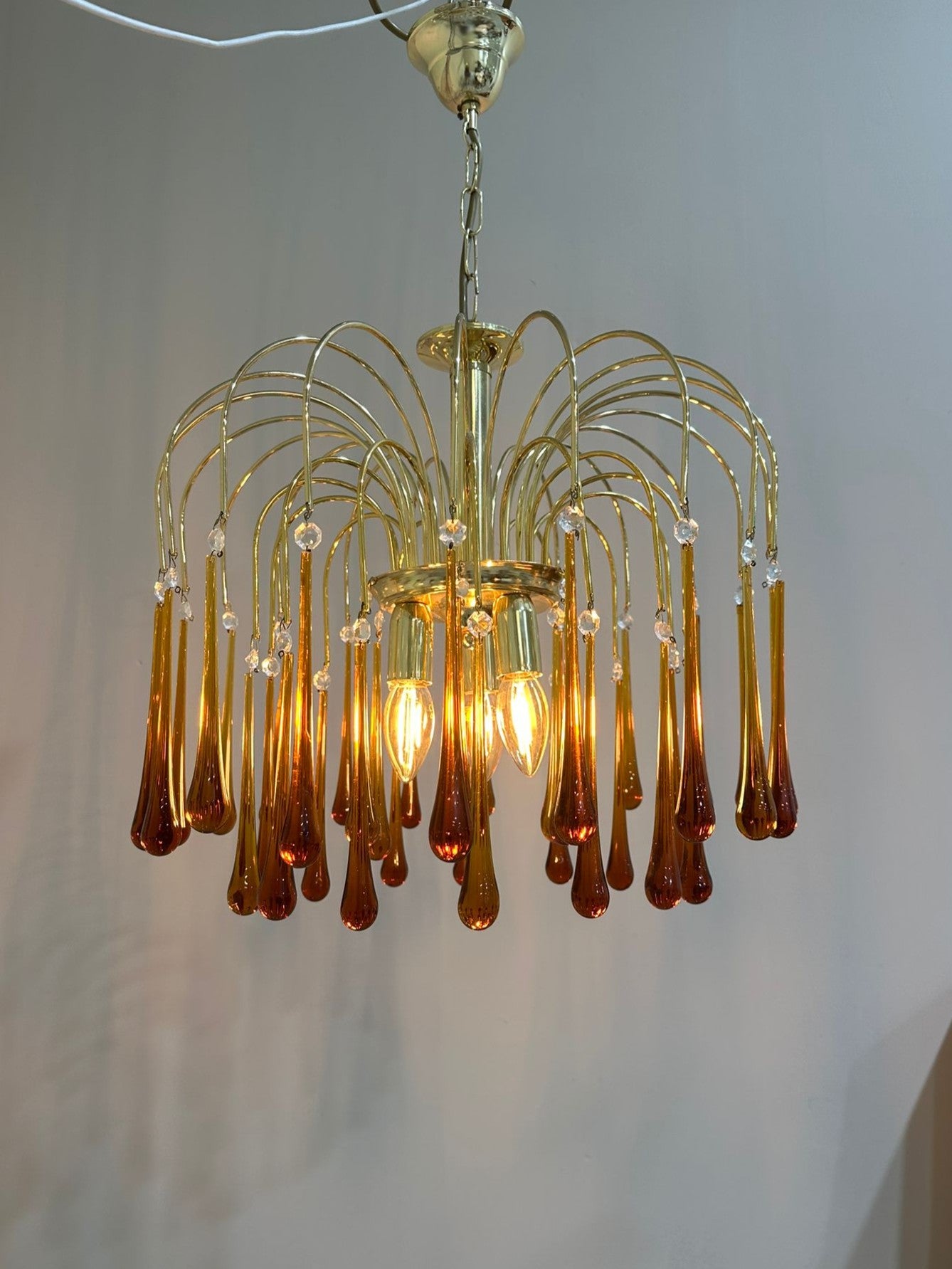 Vintage teardrop lamp - Murano, bruin, jaren '70