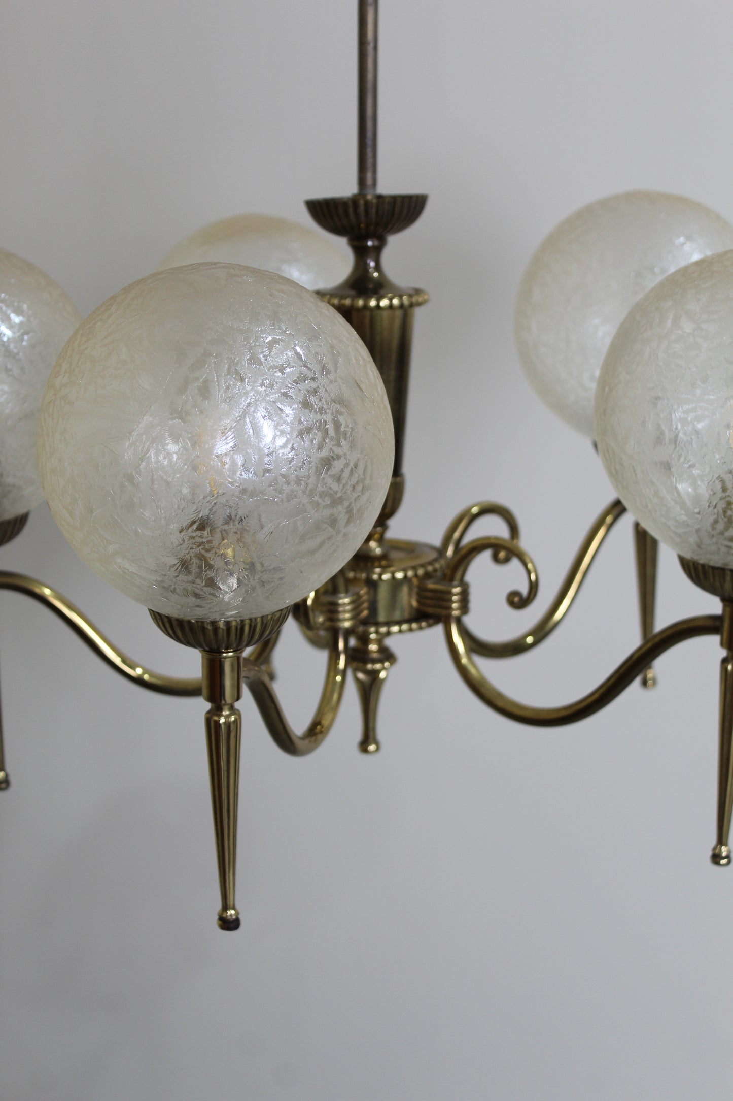 Vintage hanglamp, kroonluchter - messing jaren '50