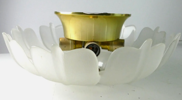 Vintage Deckenlampe, Deckenleuchte - Blumenform, 70er Jahre, Messing Glas | 01202