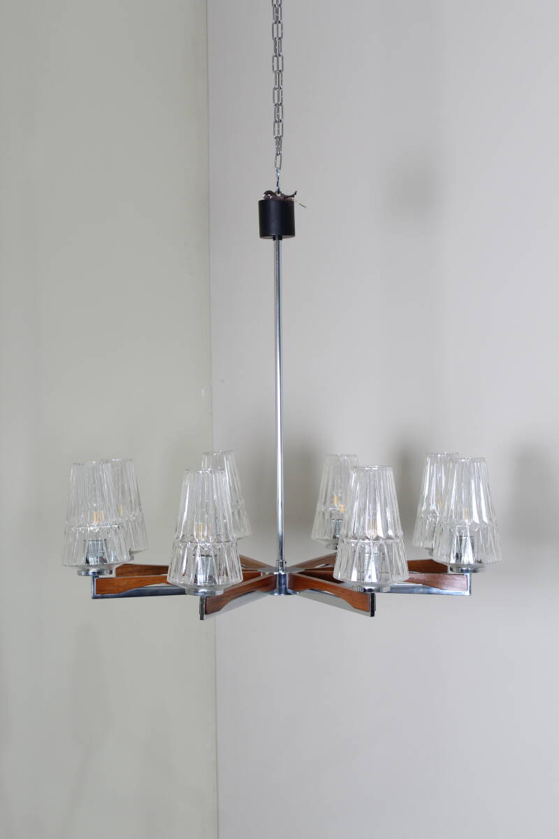 Vintage plafondlamp, kroonluchter 7-armig - jaren '50 | 01391