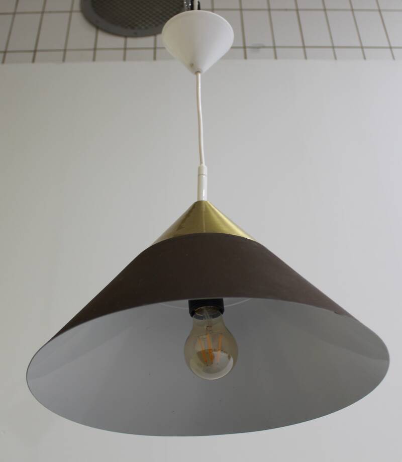 Vintage metalen hanglamp - Honsel Leuchten, jaren, '70 bruin, goud