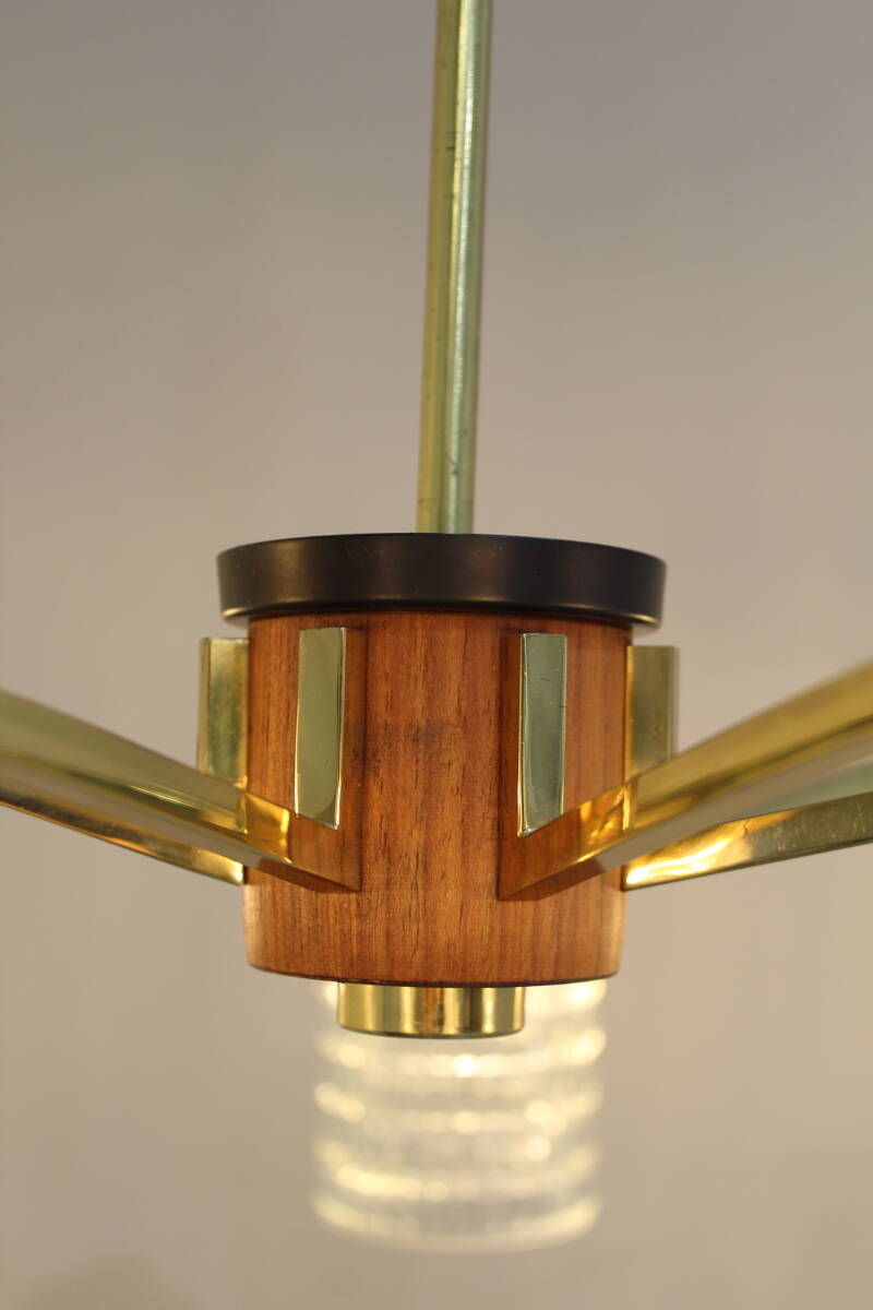 Vintage messing hanglamp 7-armig - jaren '50 | 01364