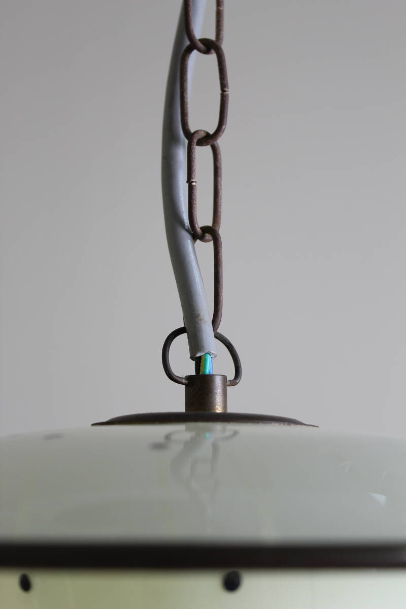 Vintage hanglamp - wit, messing, jaren '50 | 01355
