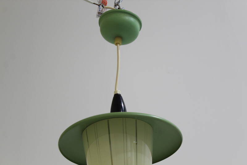 Vintage lamp, hanglamp - groen, jaren '50 | 01000