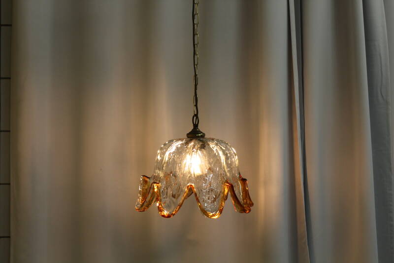 Vintage Murano pendant lamp - flower shape 70s | 00739