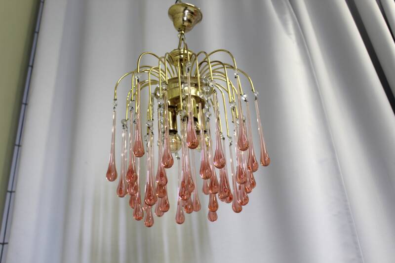 Vintage teardrop lamp - roze, goud jaren '70