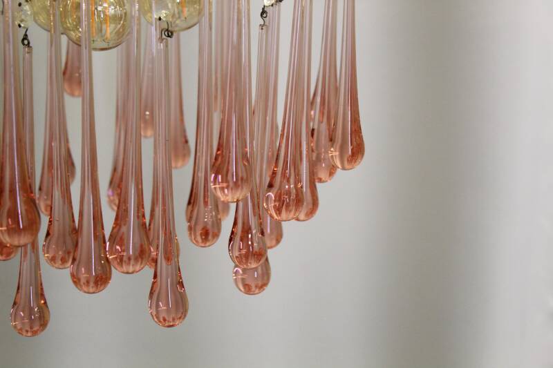 Vintage teardrop lamp - roze, goud jaren '70