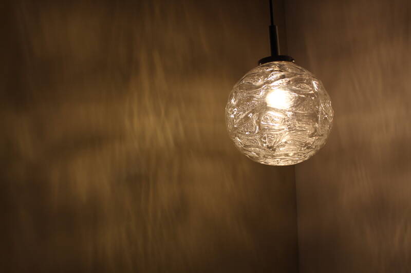 Vintage bollamp, hanglamp - chroom, transparant, jaren '70 | 00931
