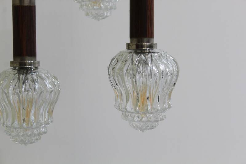 Vintage cascade lamp - transparant, hout, jaren '70 | 00942