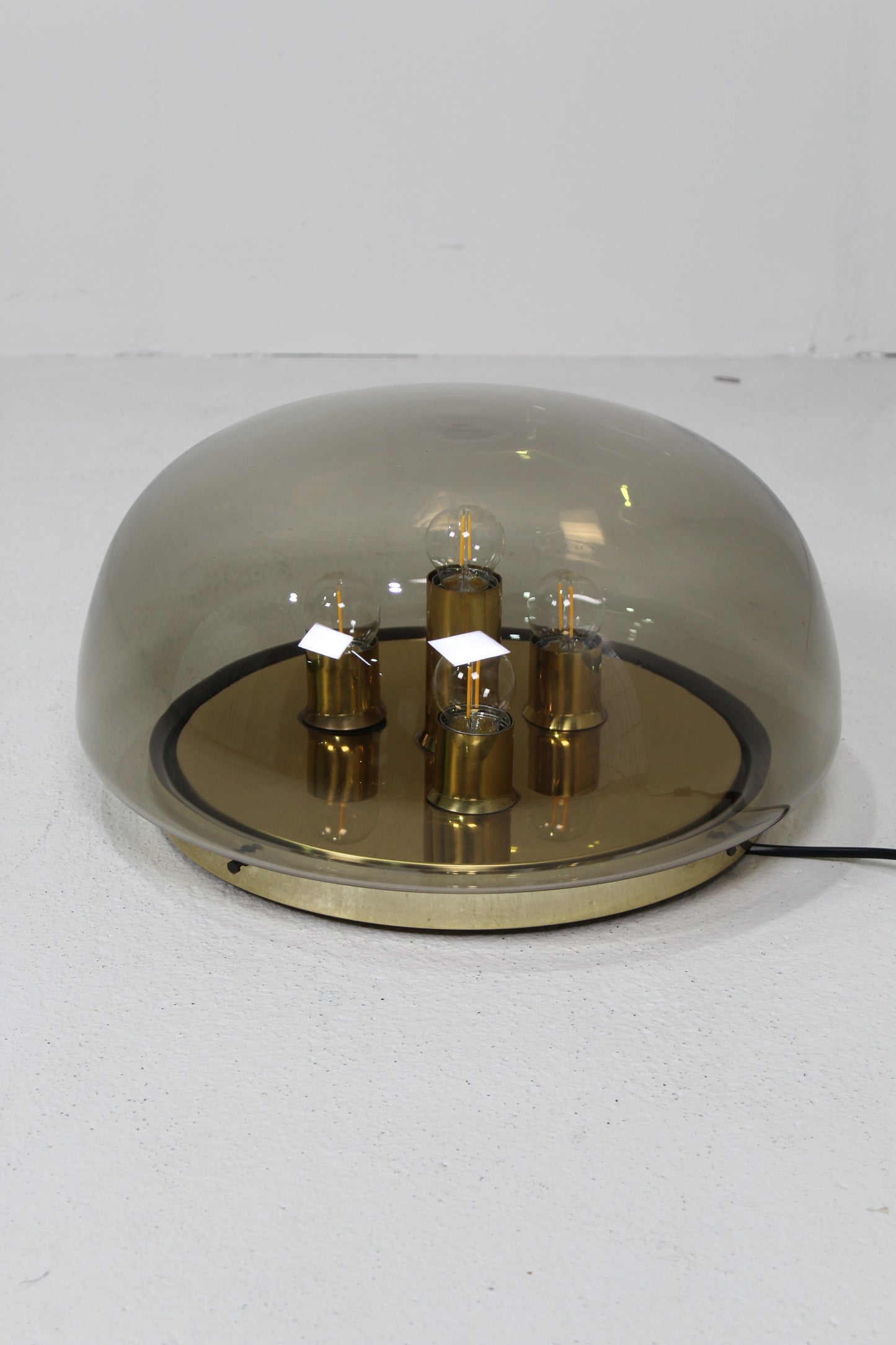 Vintage design plafondlamp rookglas, wandlamp - jaren '70