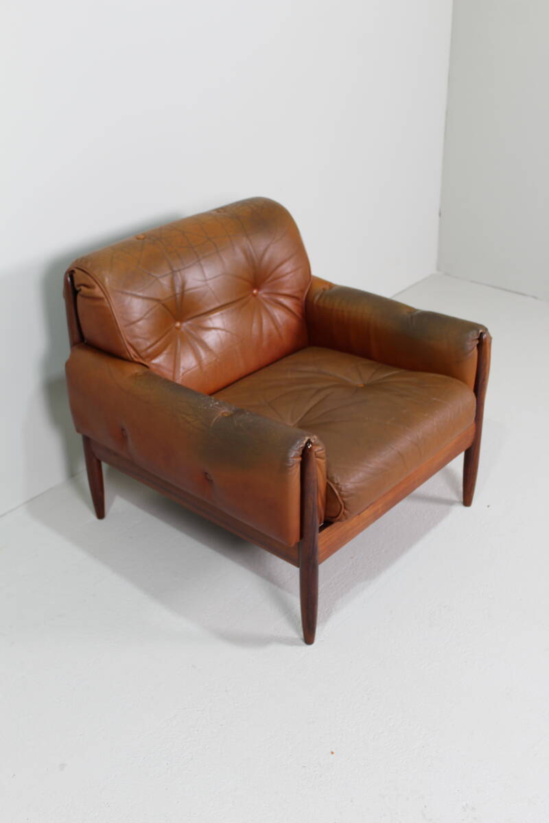 Vintage leren fauteuil - jaren '60, bruin | 01432