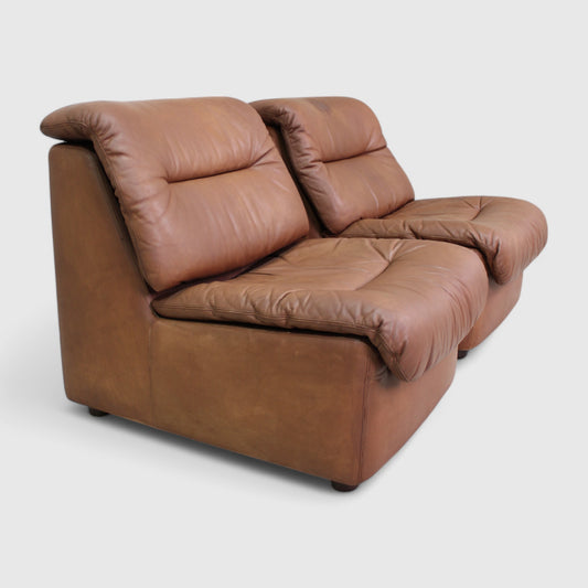 Vintage leren fauteuils, modulaire bank - leer jaren '70