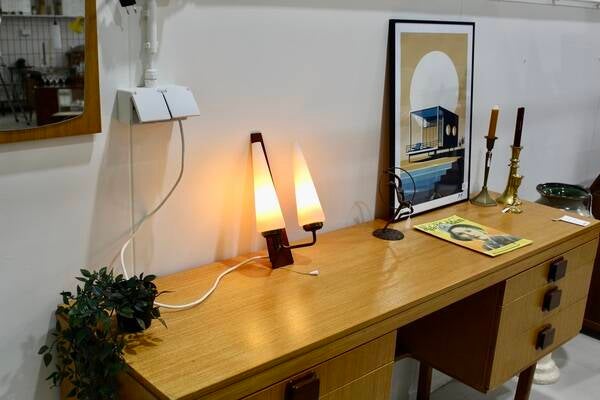 Vintage wall lamp – wood, opal glass | 01141