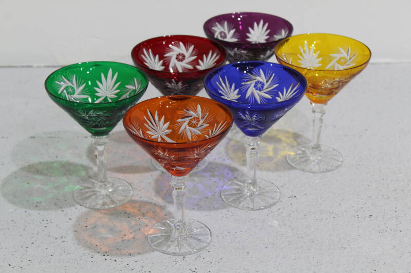 Vintage crystal martini glass - cobalt blue