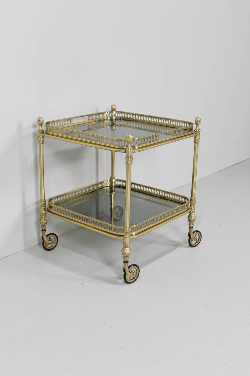 Vintage barcart, serveerwagen - messing, jaren '70 | 01440