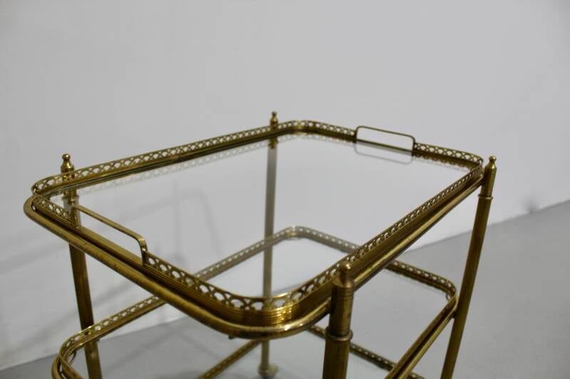 Vintage bar cart, serving trolley - brass, 1950s | 01186