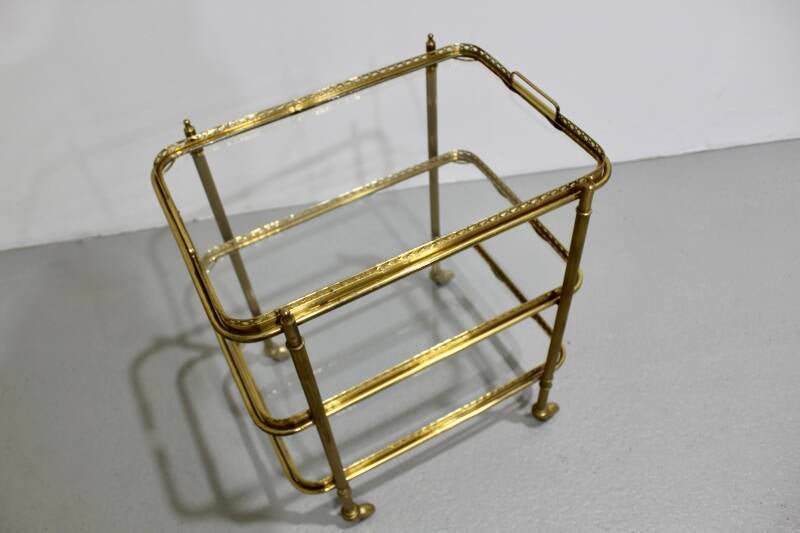 Vintage bar cart, serving trolley - brass, 1950s | 01186