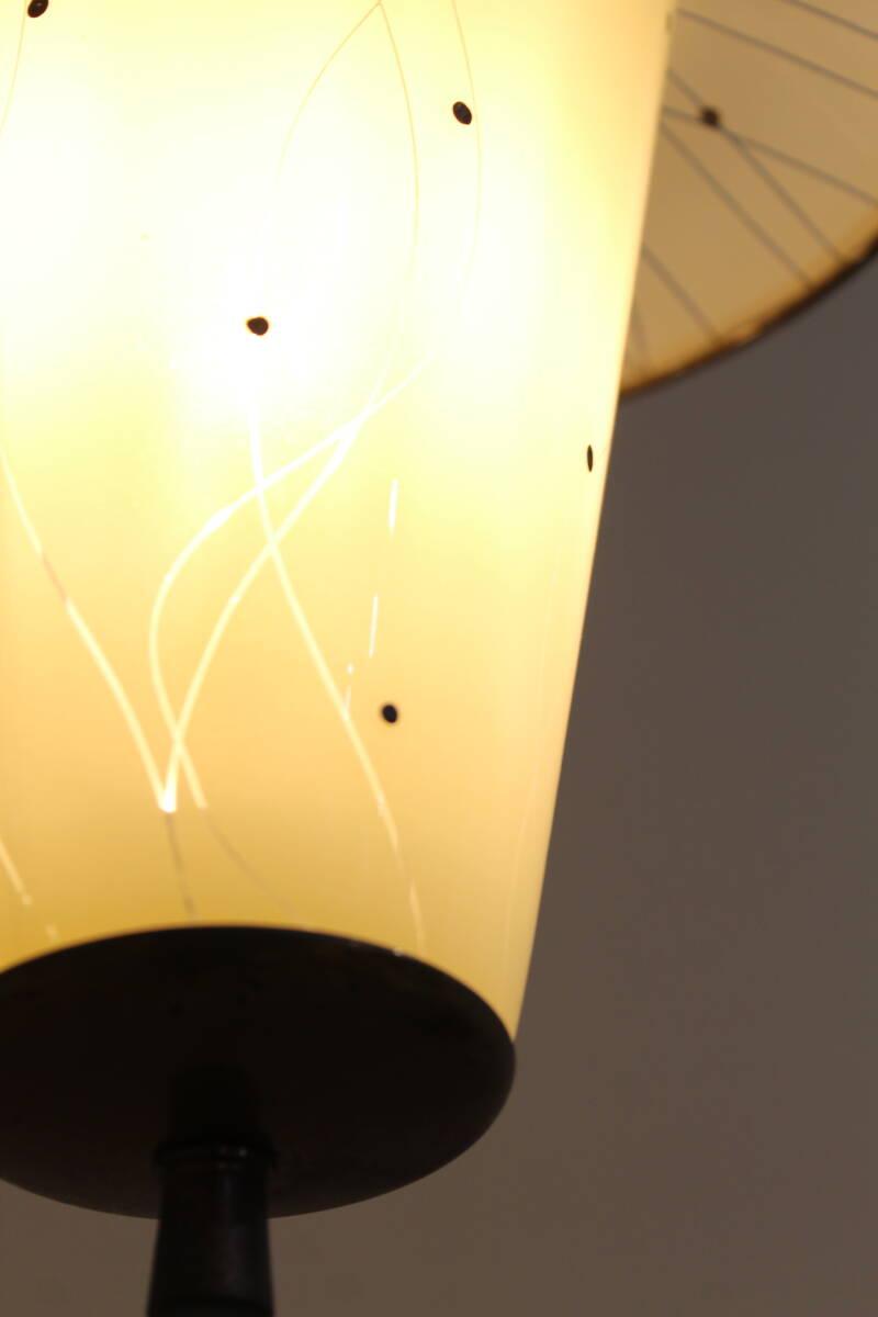 Vintage hanglamp - wit, messing, jaren '50 | 01355