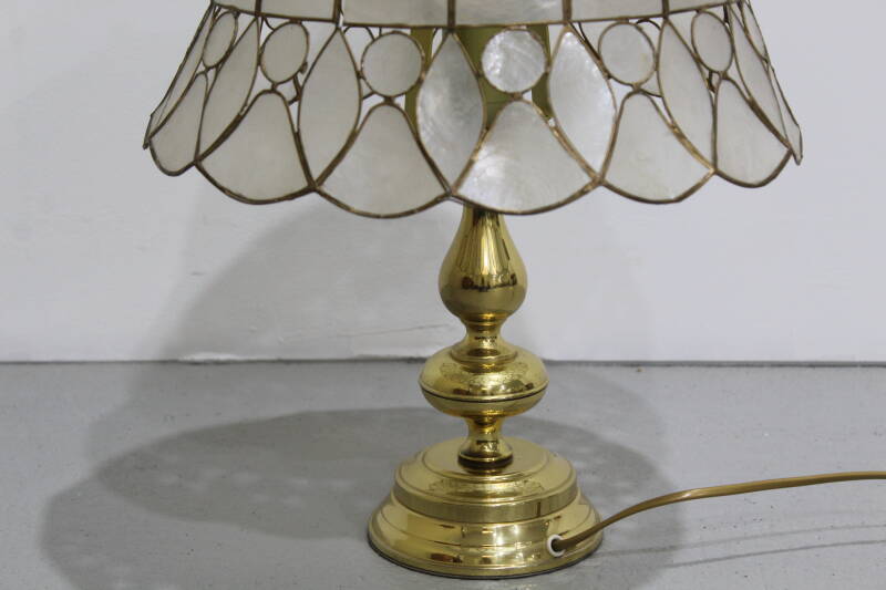 Vintage messing tafellamp - parelmoer, messing, Honsel, jaren '70 | 01234