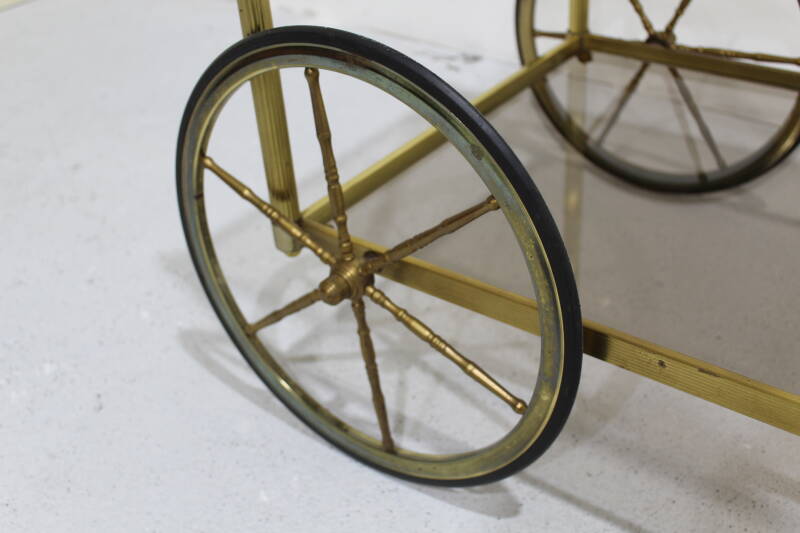 Vintage serveerwagen, messing rookglas - jaren '70 | 00939