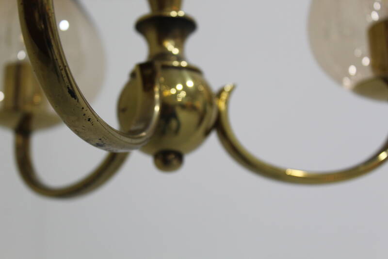 Vintage pendant lamp - 3 arms, brass 70s | 00976