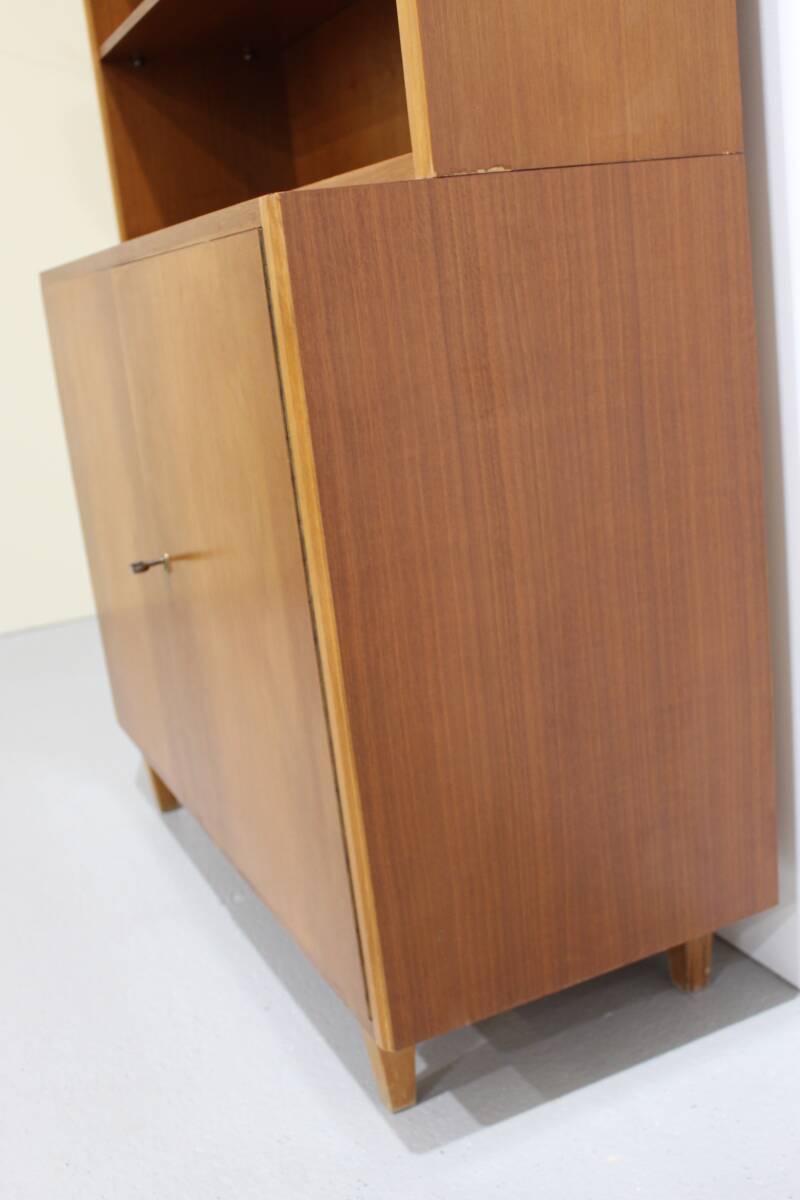 Vintage boekenkast, wandkast, highboard - tweedelig, jaren '60 | 01264
