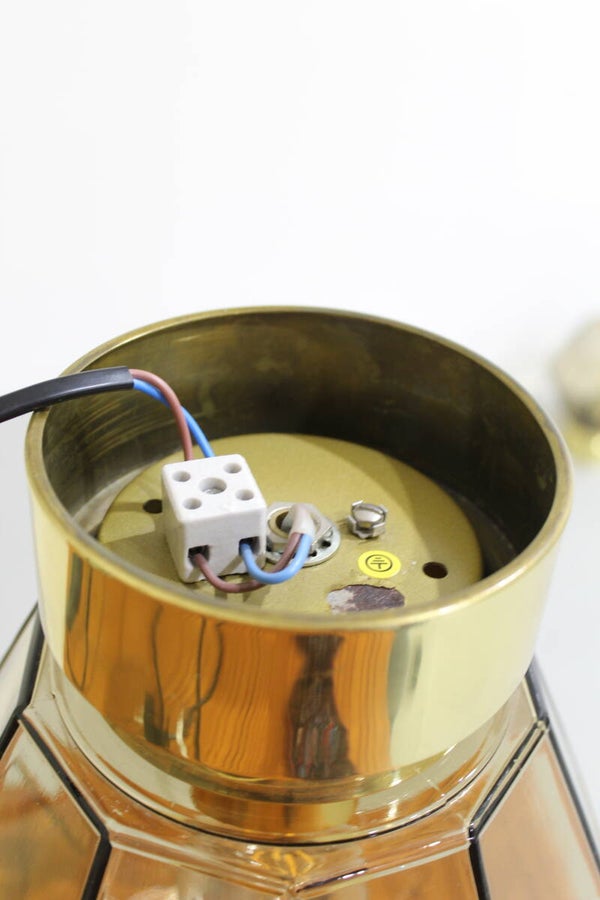 Vintage plafondlamp, wandlamp Glashütte Limburg - rookglas