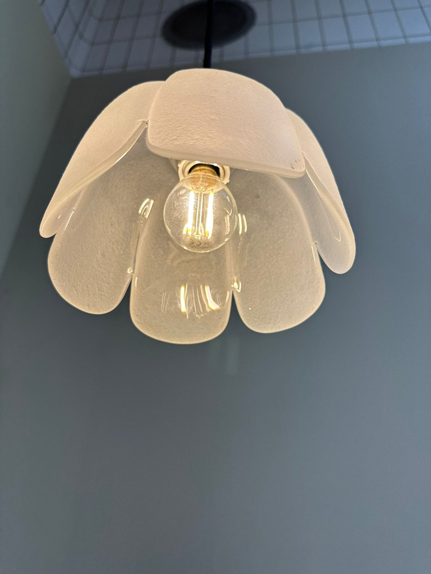 Vintage hanglamp - bloem, glas