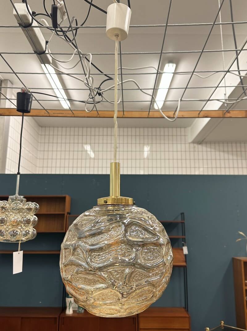 Vintage bollamp - amberkleurig, jaren '70 | 00818