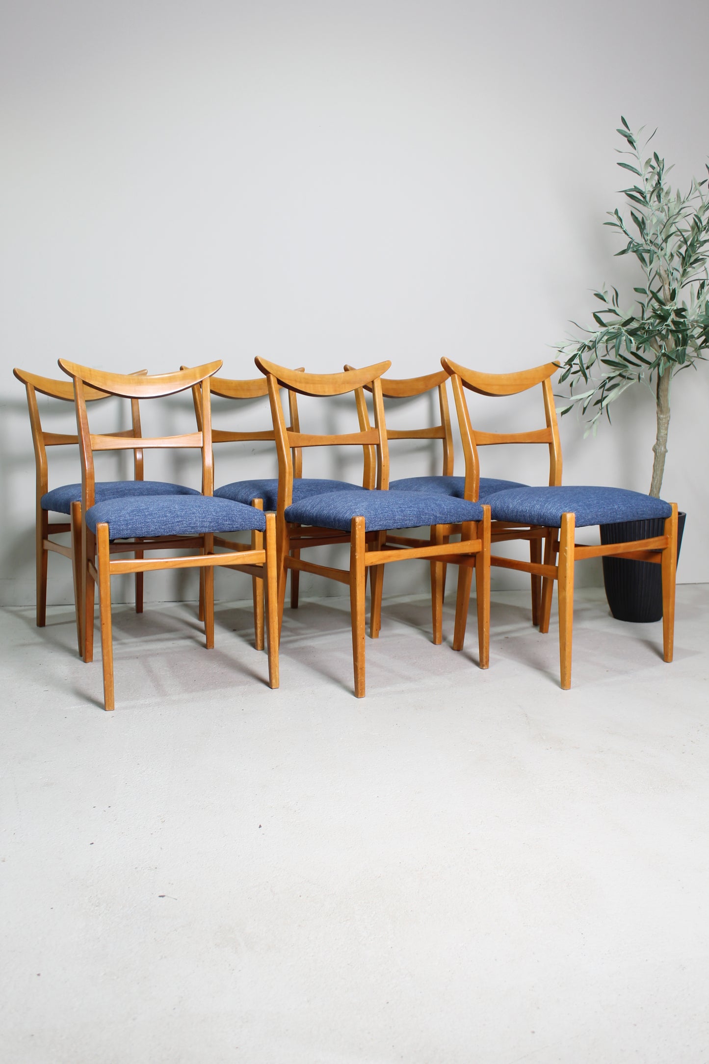 6x Vintage design eetkamerstoelen Lübke