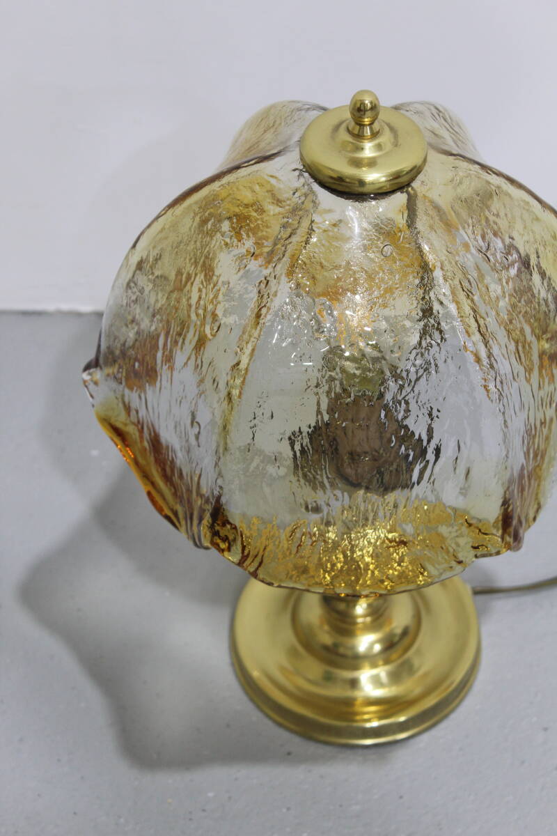 Vintage table lamp brass and glass - 70s | 01271