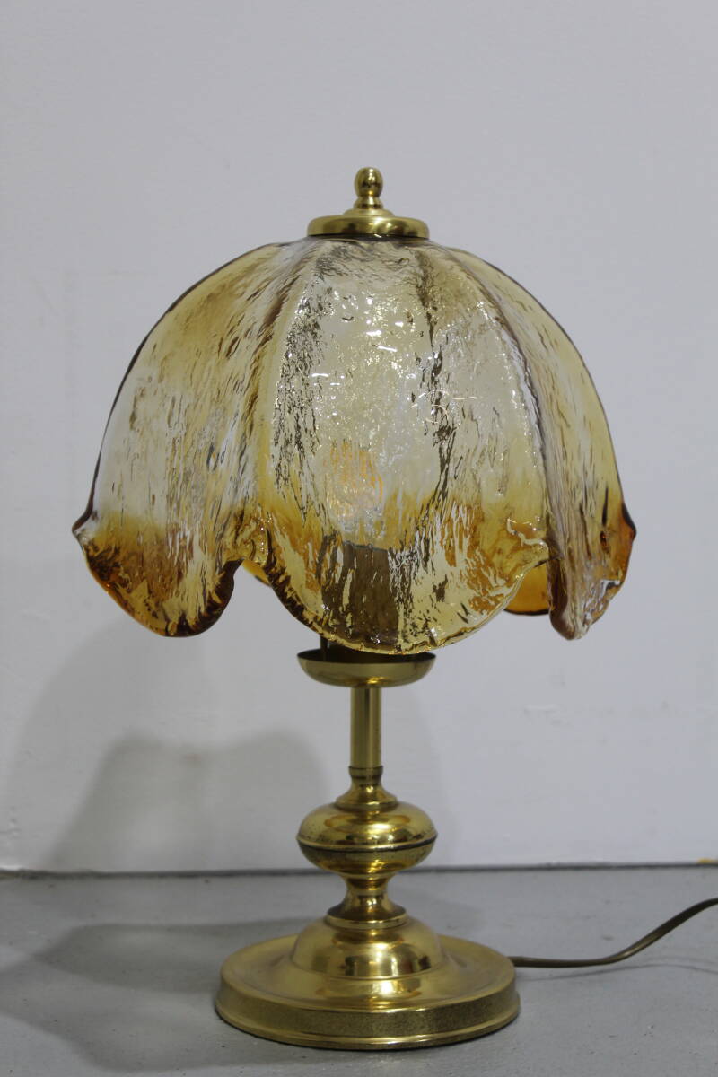 Vintage table lamp brass and glass - 70s | 01271