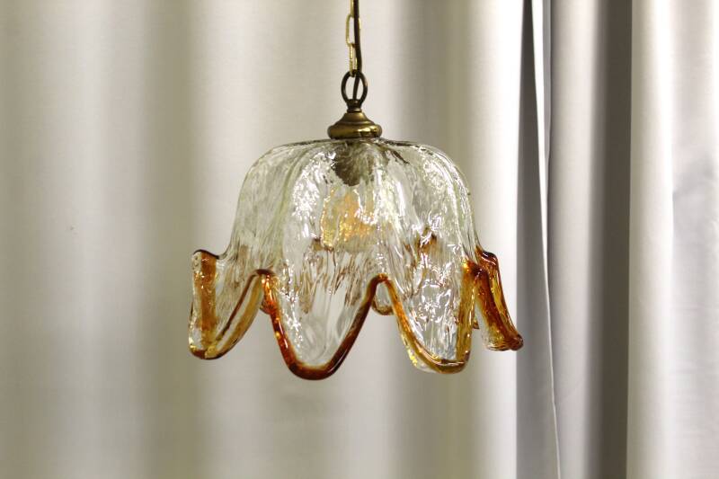 Vintage Murano pendant lamp - flower shape 70s | 00739