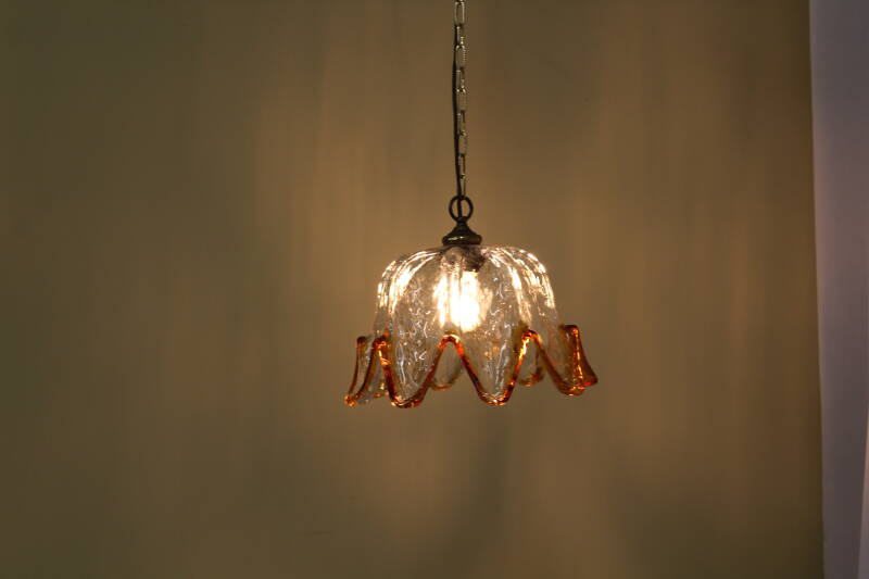 Vintage Murano pendant lamp - flower shape 70s | 00739