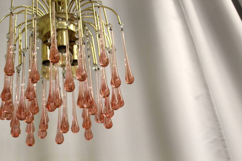 Vintage teardrop lamp - roze, goud jaren '70