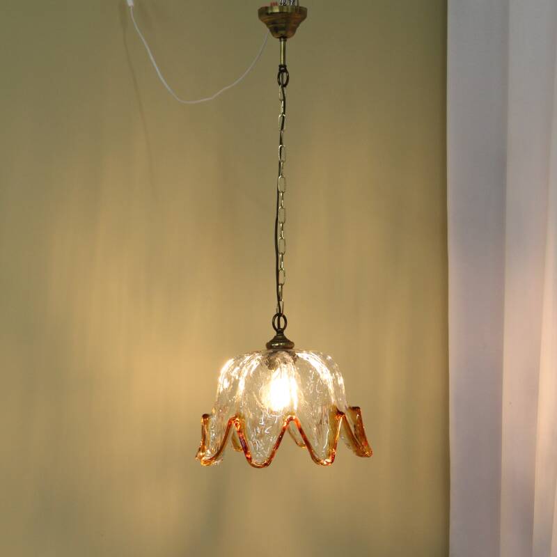 Vintage Murano pendant lamp - flower shape 70s | 00739